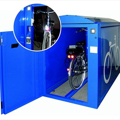 Fahrradbox Aretus mit Energiesäule
